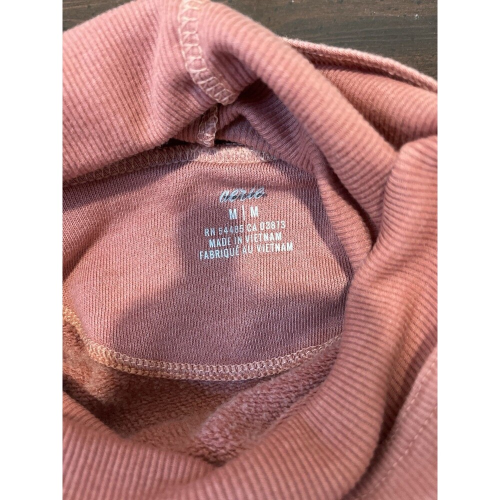 Aerie Cowl Neck Sweatshirt Women’s M Pink Oversized Raw Hem Long Sleeve - Picture 6 of 9